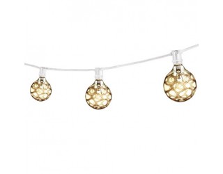 Bulbrite 810052 - STRING15/E12/WHITE-G16MAR-KT - Outdoor Mini String Light w/Incandescent G16 Marble Etched Bulbs - 25 Feet - 15 Candelabra (E12) Sockets - White - 2,300 Kelvin