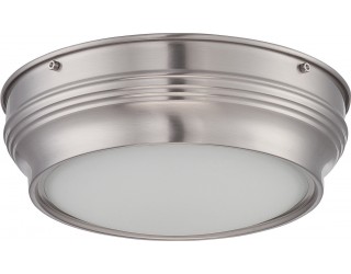 Nuvo Lighting 62/531 - LED - Indoor Ceiling Flush Mount Fixture - Lark Collection - Transitional Style - Brushed Nickel Finish - Satin White Glass - Includes LED Warm Dim Panel - 16 Watt - 2,700 - 2,200 Kelvin