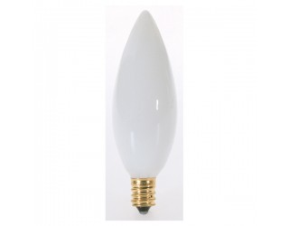 Satco A3690 - 60B10/W - Incandescent - 130 Volt - 60 Watt - B10 - Candelabra (E12) - Dimmable Decorative Light - White