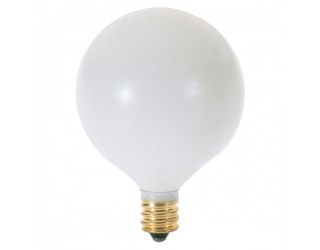 Satco A3925 - 25G16 1/2/W - Incandescent - 130 Volt - 25 Watt - G16.5 - Candelabra (E12) - Dimmable Globe Light - Satin White