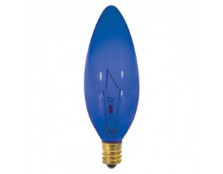 Satco S3218 - 25BA9 1/2/B - Incandescent - 120 Volt - 25 Watt - BA9.5 - Candelabra (E12) - Dimmable Decorative Light - Transparent Blue