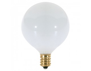 Satco S3261 - 40G16 1/2/W - Incandescent - 120 Volt - 40 Watt - G16.5 - Candelabra (E12) - Dimmable Globe Light - Gloss White