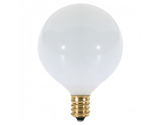 Satco S3271 - 60G16 1/2/W - Incandescent - 120 Volt - 60 Watt - G16.5 - Candelabra (E12) - Dimmable Globe Light - Gloss White
