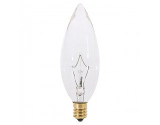 Satco S3387 - 40B10/220V - Incandescent - 220 Volt - 40 Watt - B10 - Candelabra (E12) - Dimmable Decorative Light - Clear Finish