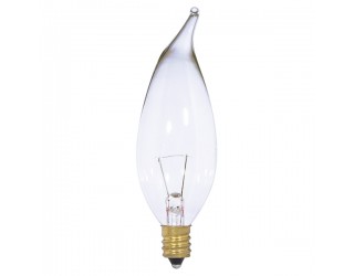 Satco S3866 - 7CA10/12V - Incandescent - 12 Volt - 7 Watt - CA10 - Candelabra (E12) - Dimmable Decorative Light - Clear Finish