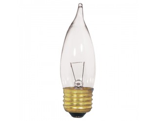 Satco S3869 - 25CA10/12V - Incandescent - 12 Volt - 25 Watt - CA10 - Medium (E26) - Dimmable Decorative Light - Clear Finish