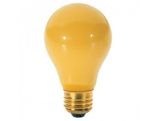(2 Pack) Satco S3939 - 100A/Bug - 100 Watt - 130 Volt - Incandescent - A19 - Medium (E26) - Yellow
