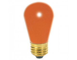 Satco S4564 - 11S14/O - Incandescent - 130 Volt - 11 Watt - S14 - Medium (E26) - Indicator & Sign - Dimmable - Ceramic Orange