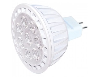 Satco S9106 - 7MR16/LED/40'/5K/12V/DIM - Dimmable LED - 7 Watt - 12 Volt - MR16 - 2-Pin (GU5.3) - Array White Finish - 5,000 Kelvin (Natural White)