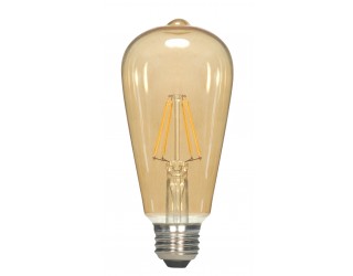 Satco S9272 - 6.5ST19/AMB/LED/E26/23K/120V - LED - 6.5 Watt - 120 Volt - ST19 - Medium (E26) - Transparent Amber Finish - 2,200 Kelvin
