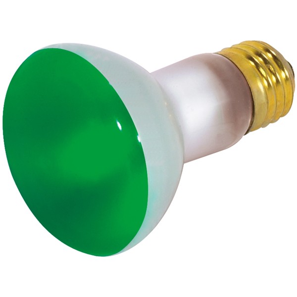 Satco S3201 50 Watt R20 Incandescent 130 Volt Medium Base Light Bulb Green Satco Products 