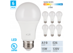 (6 Pack) KOR K22607 - LED - 15 Watt (100W Equivalent) - 120 Volt - A19 - Medium (E26) - Non-Dimmable - 1500 Lumens - UL Listed - 2700 Kelvin (Warm White)