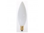 (2 Pack) Satco S3790 - 60B10/W - Incandescent - 120 Volt - 60 Watt - B10 - Candelabra (E12) - Dimmable Decorative Light - White